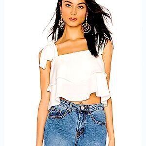 NWT Revolve Super Down Helene White Tiered Top - White / Small